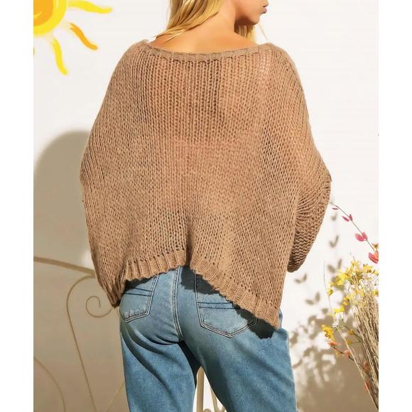NEW BESTTO cropped cable-knit sweater in taupe - Picture 2 of 2